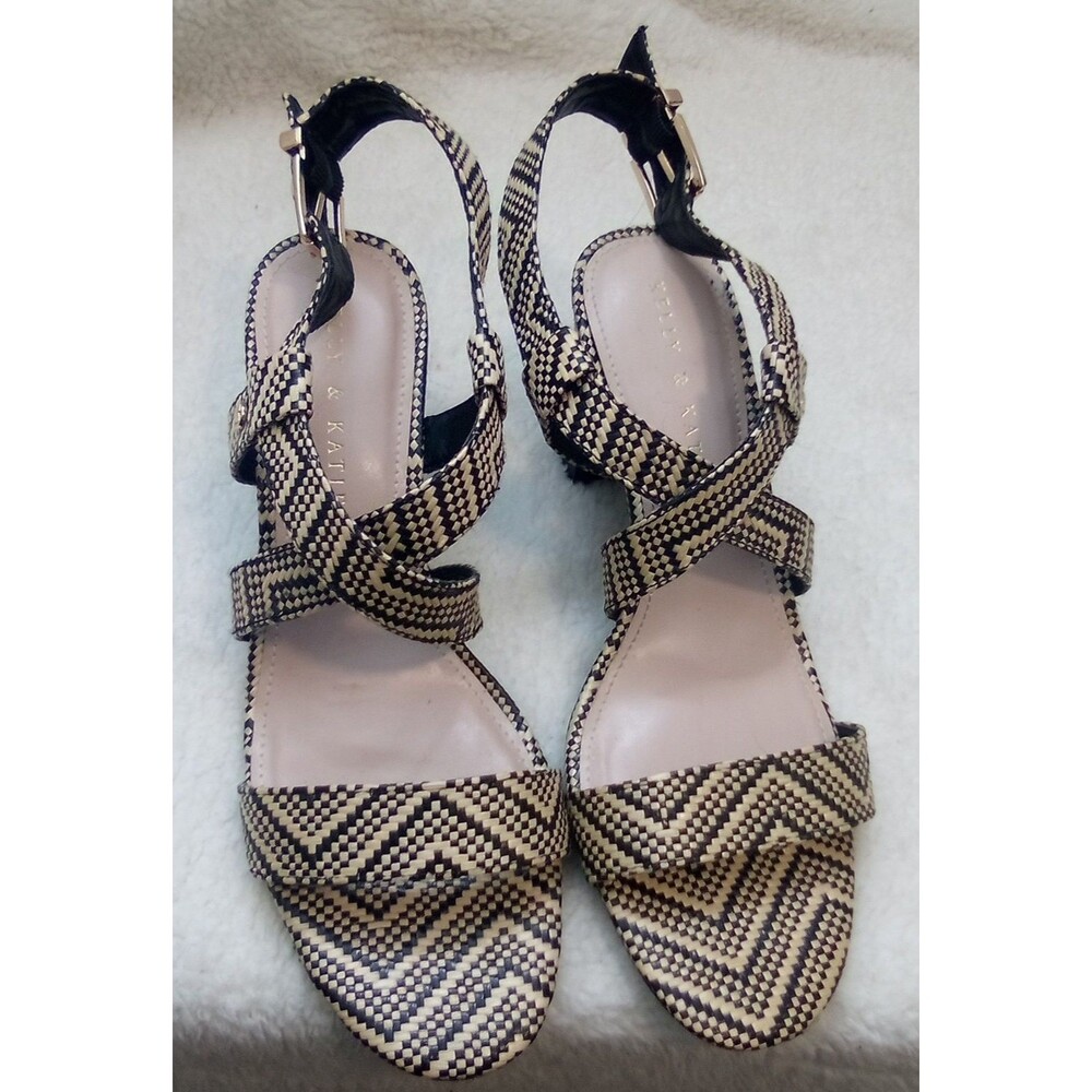 Kelly & Katie Strappy Heeled Sandals Women's Size 7.5 Woven Chevron Aztec Patter